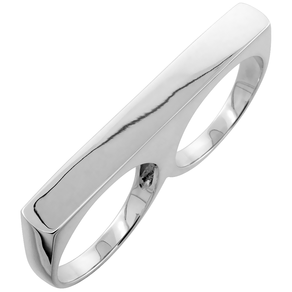 Sterling Silver Two Finger ID Ring, 1/4 inch wide