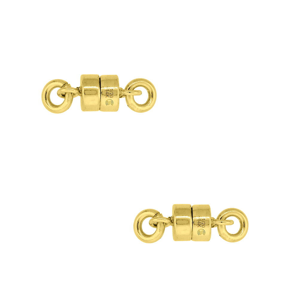 2 PACK 14k Gold-filled 4 mm Magnetic Clasp for Light Necklaces USA, Square Edge