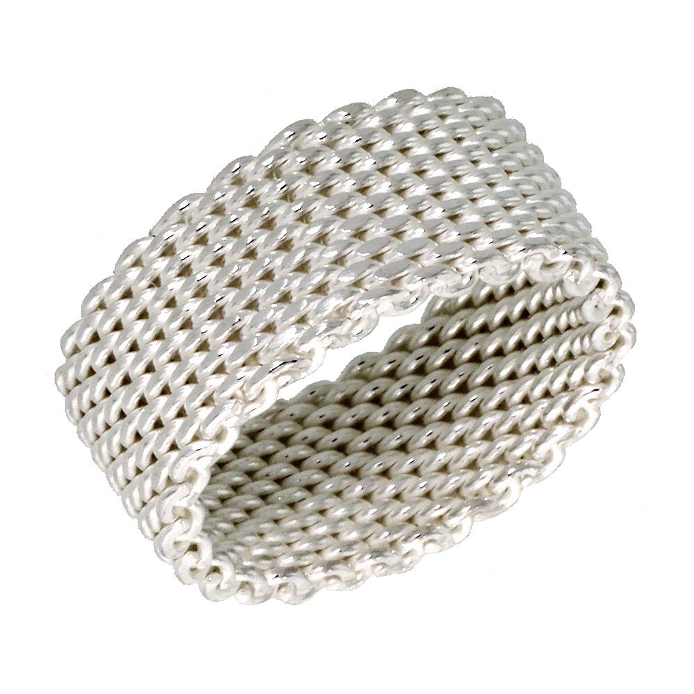 Sterling Silver Heavy Mesh Ring Handmade 5/16 inch wide, sizes 5 - 11