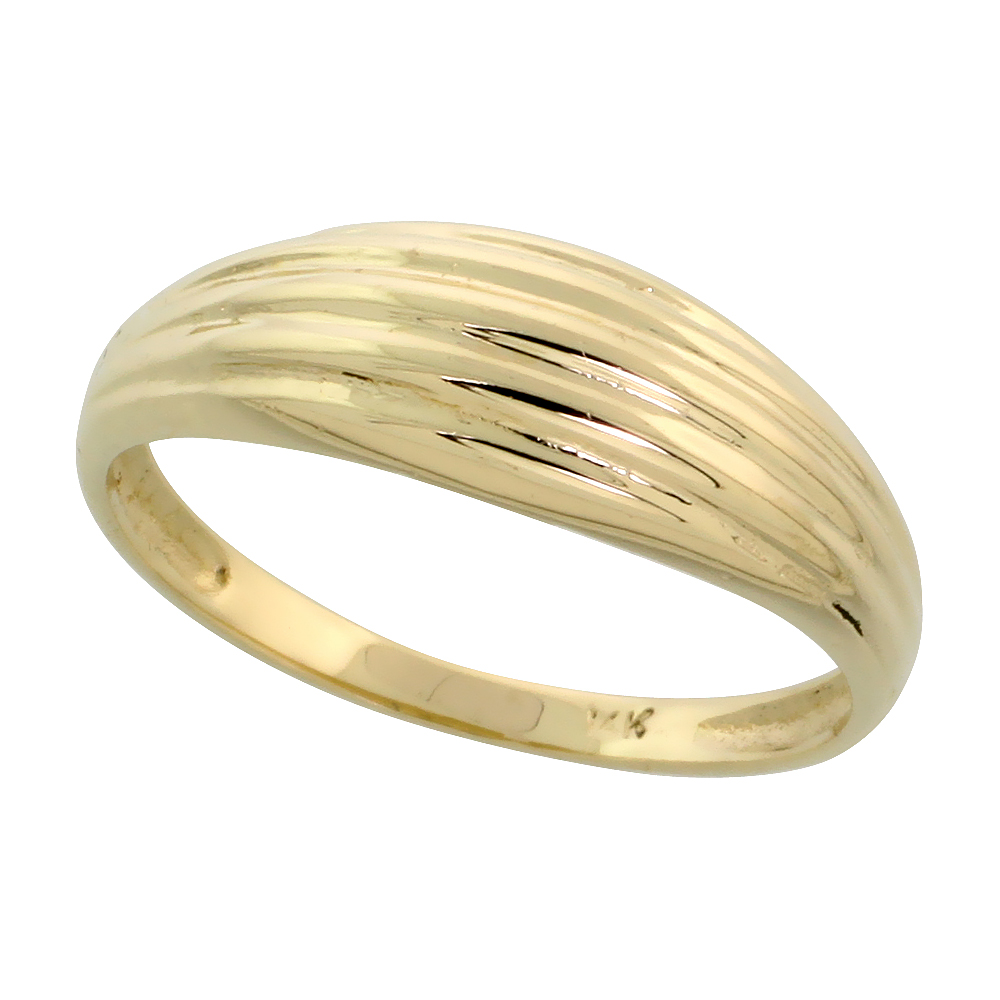 14k Gold Grooved Dome Ring, 1/4&quot; (6mm) wide