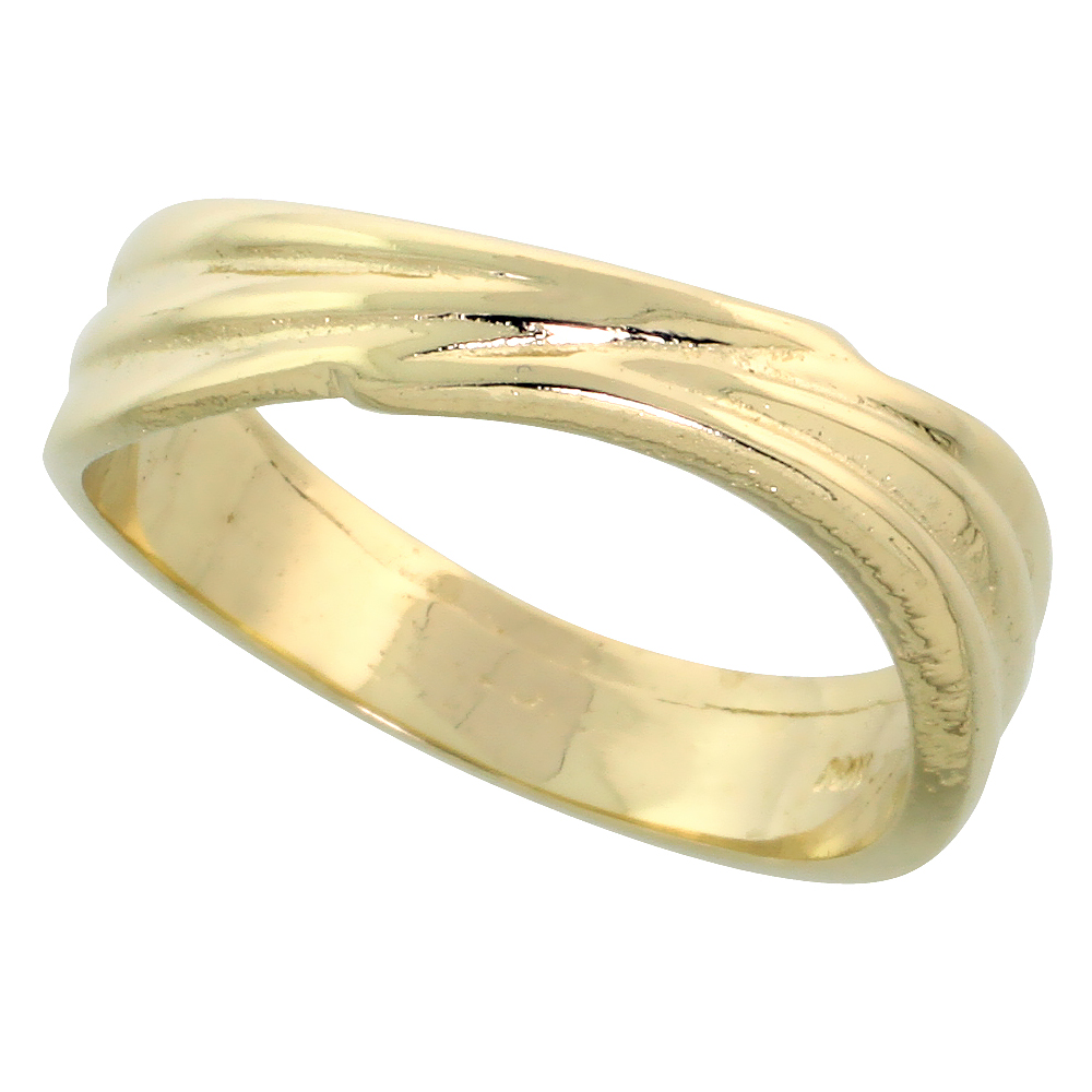 14k Gold Contemporary Wavy Ring, 1/4" (6mm) wide