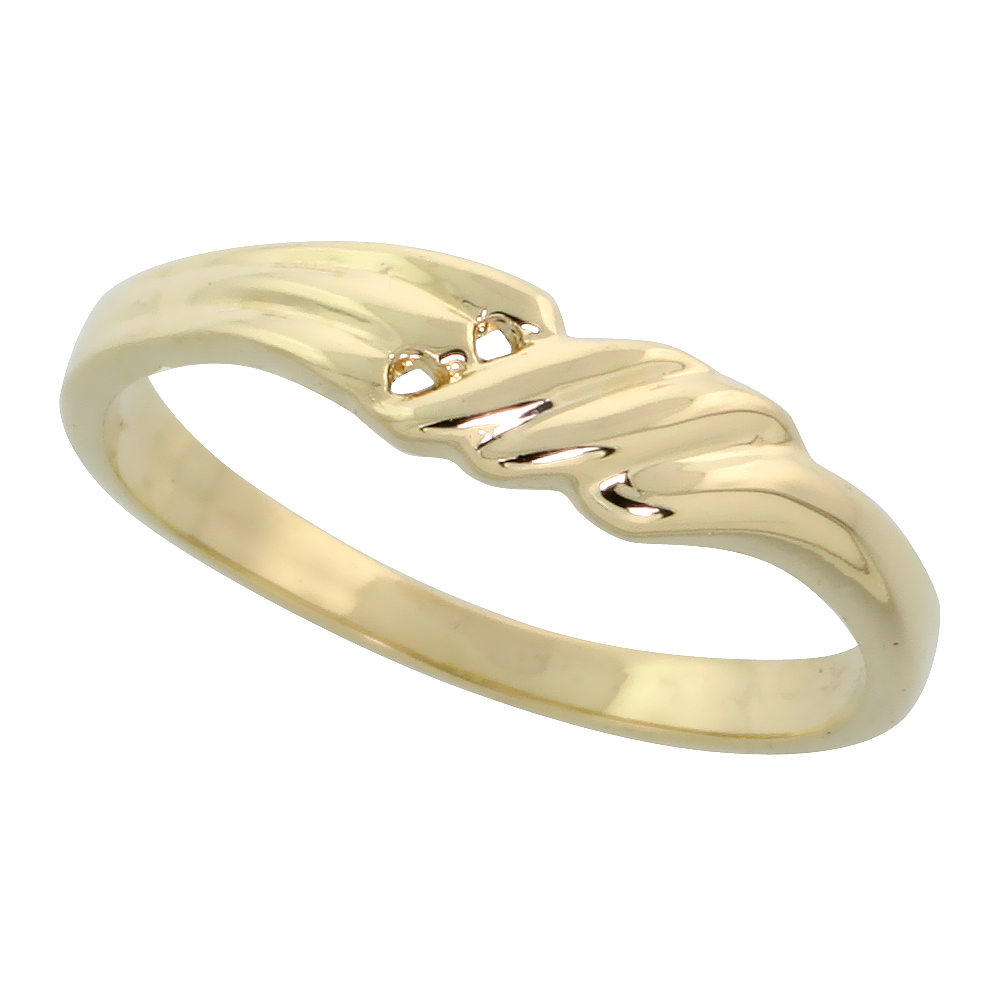 14k Gold Double Hole Freeform Ring, 5/32" (4mm) wide