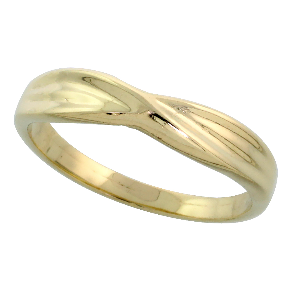 14k Gold Crisscross Ring, 5/32" (4mm) wide