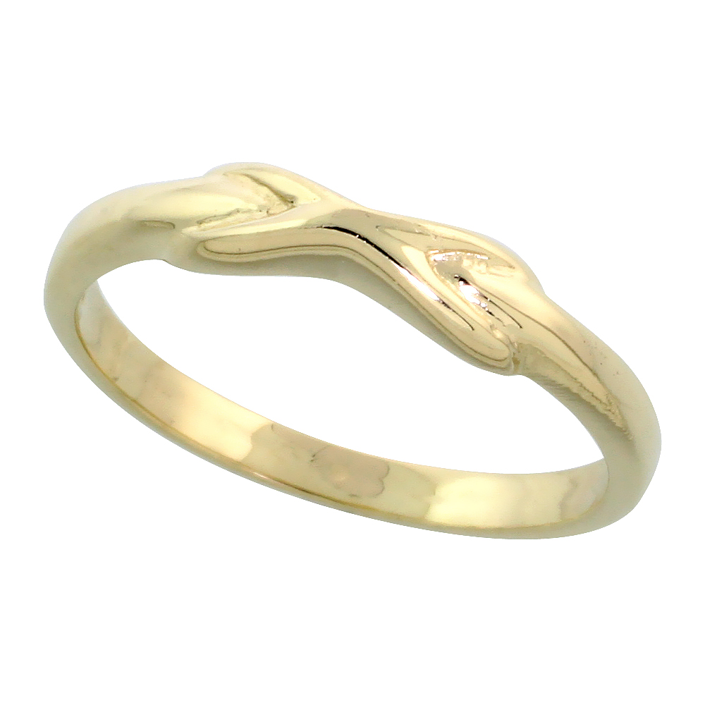 14k Gold Crisscross Ribbon Ring, 1/8&quot; (3mm) wide