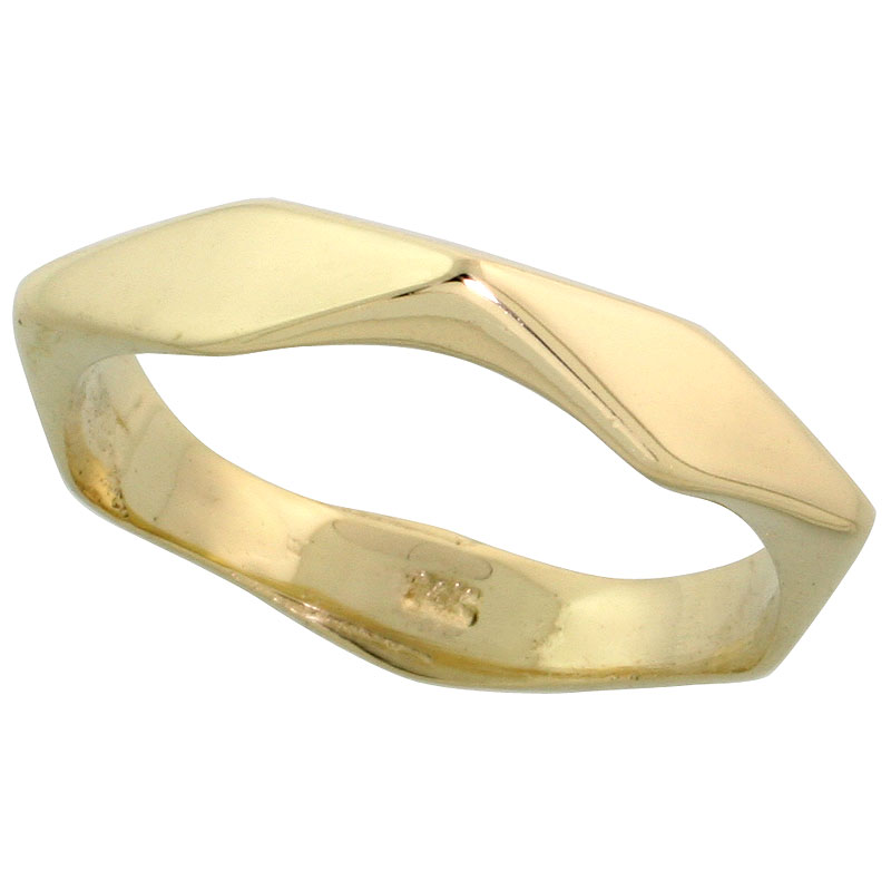 14k Gold Diamond-shaped Link Band, 5/32&quot; (4mm) wide