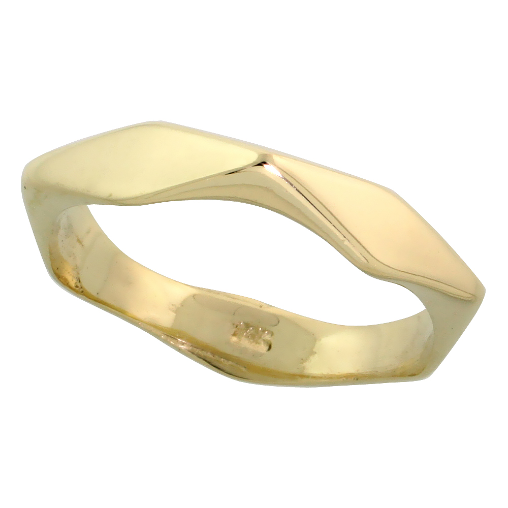 14k Gold Diamond-shaped Link Band, 5/32" (4mm) wide