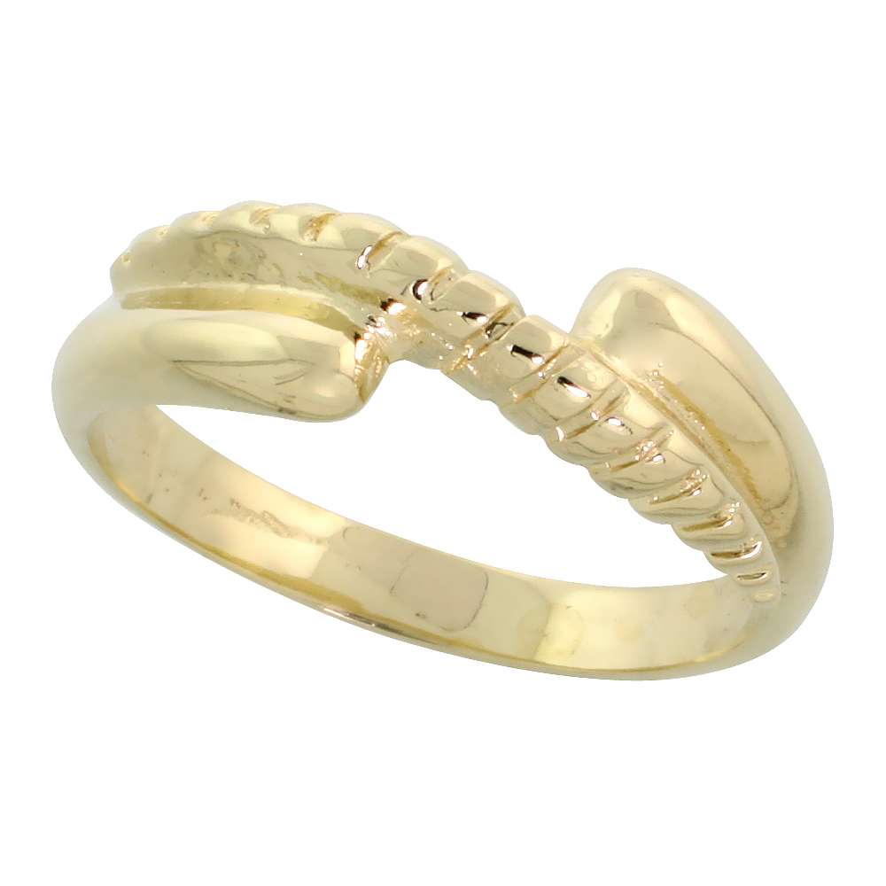 14k Gold Contemporary Rope Design Ring, 1/4" (6mm) wide