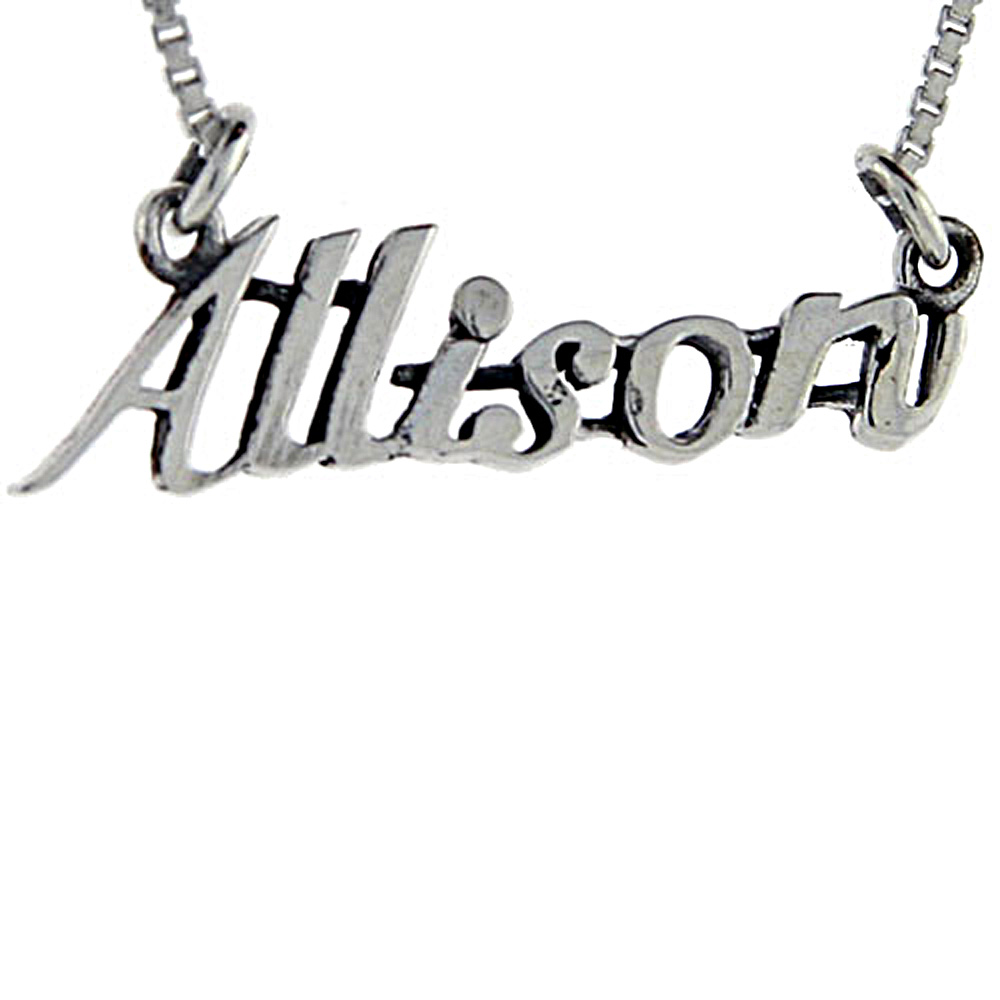 Sterling Silver Name Necklace Allison 3/8 Inch, 17 Inches Long