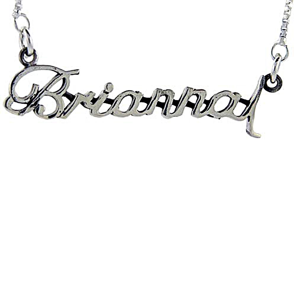 Sterling Silver Name Necklace Brianna 3/8 Inch, 17 Inches Long