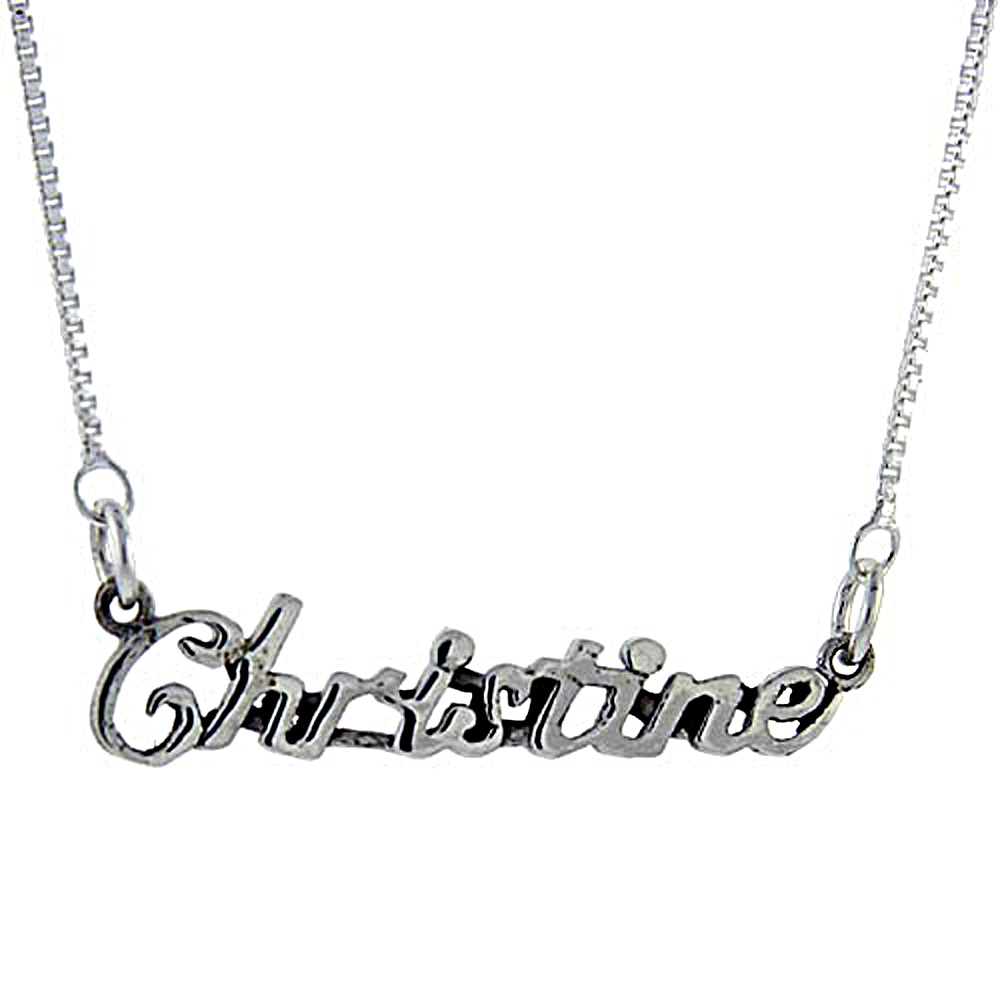 Sterling Silver Name Necklace Christine 3/8 Inch, 17 Inches Long