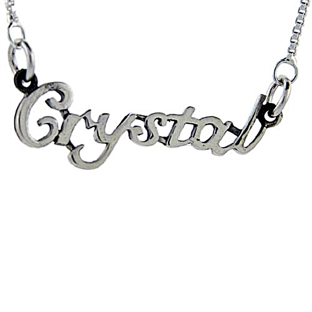 Sterling Silver Name Necklace Crystal 3/8 Inch, 17 Inches Long