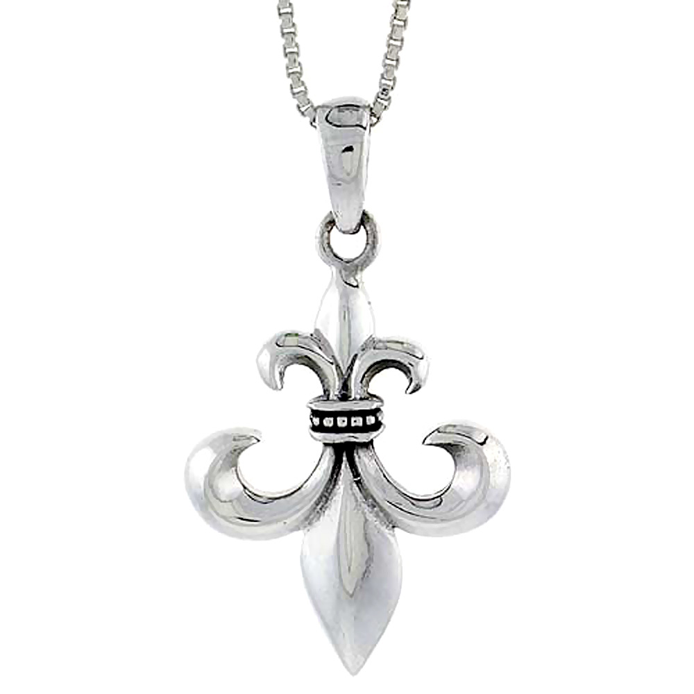 Sterling Silver Fleur De Lis Pendant, 1 5/8 inch tall