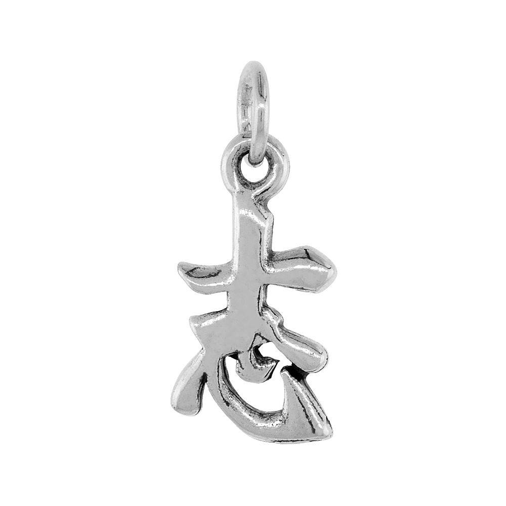 Sterling Silver Chinese Character for DETERMINATION Pendant, 1 inch tall,