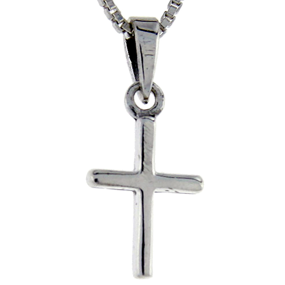 Sterling Silver Teeny Cross Pendant, 3/4 inch tall