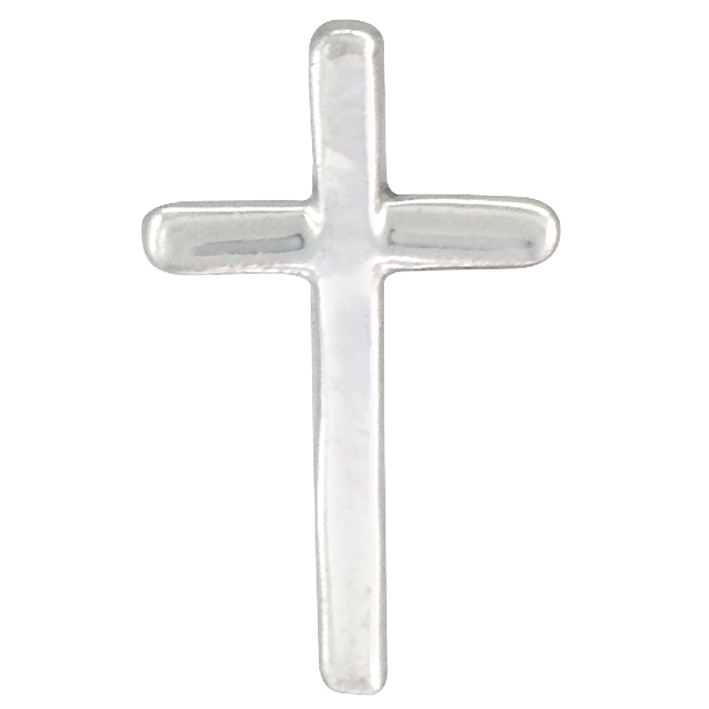 Sterling Silver Teeny Cross Slide Pendant, 1/2 inch tall