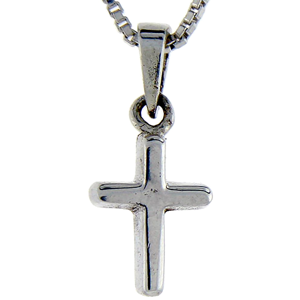 Sterling Silver Teeny Cross Pendant, 5/8 inch tall