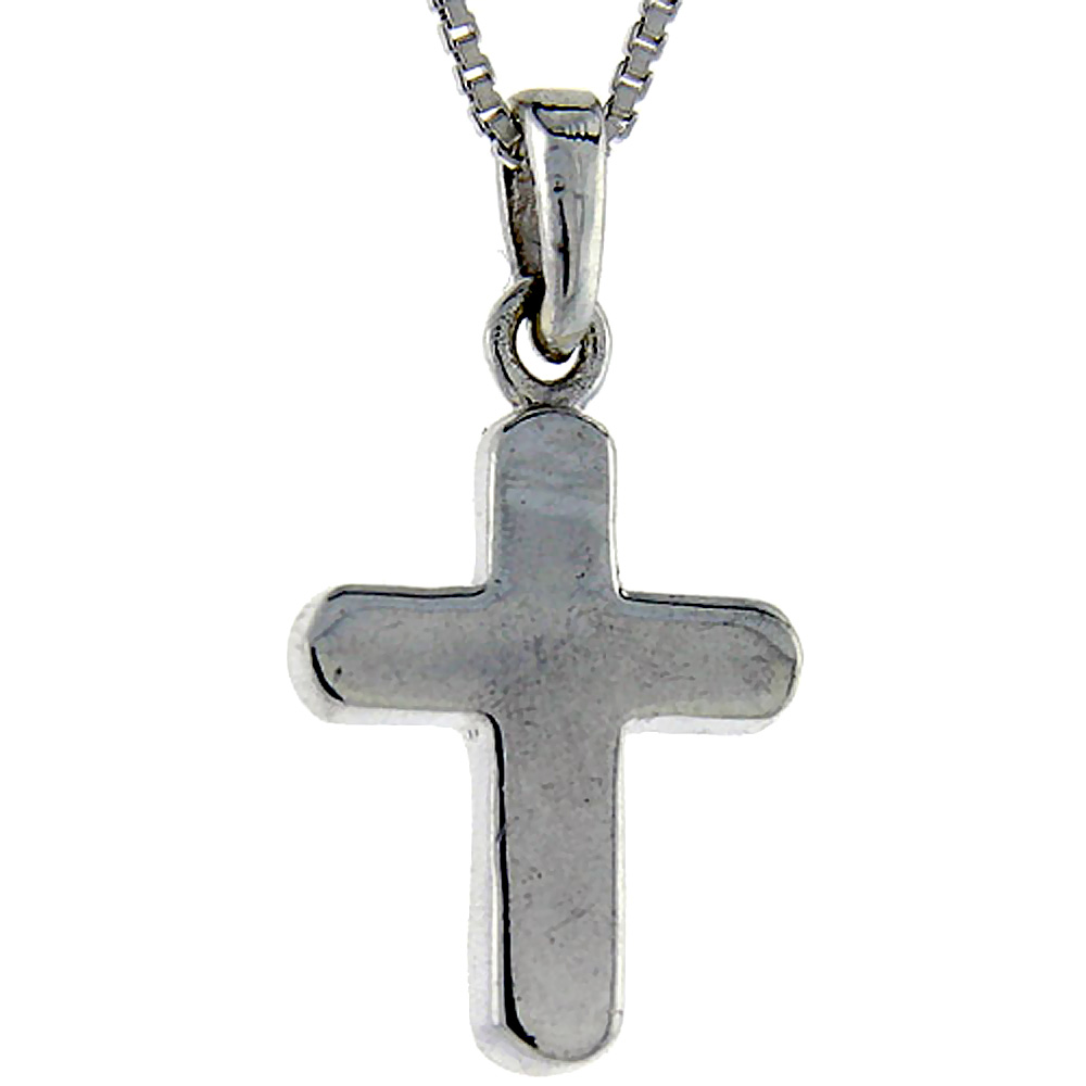 Sterling Silver Polished Cross Pendant, 1 inch tall