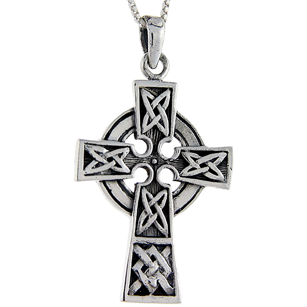 Sterling Silver Celtic Cross Pendant, 1 5/8 inch tall