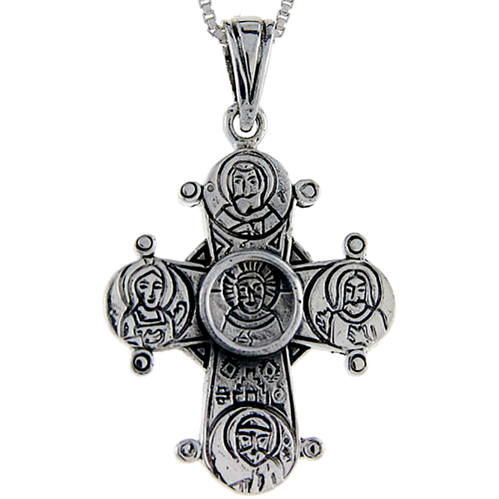 Sterling Silver 4-Way Cross Pendant, 1 1/2 inch tall