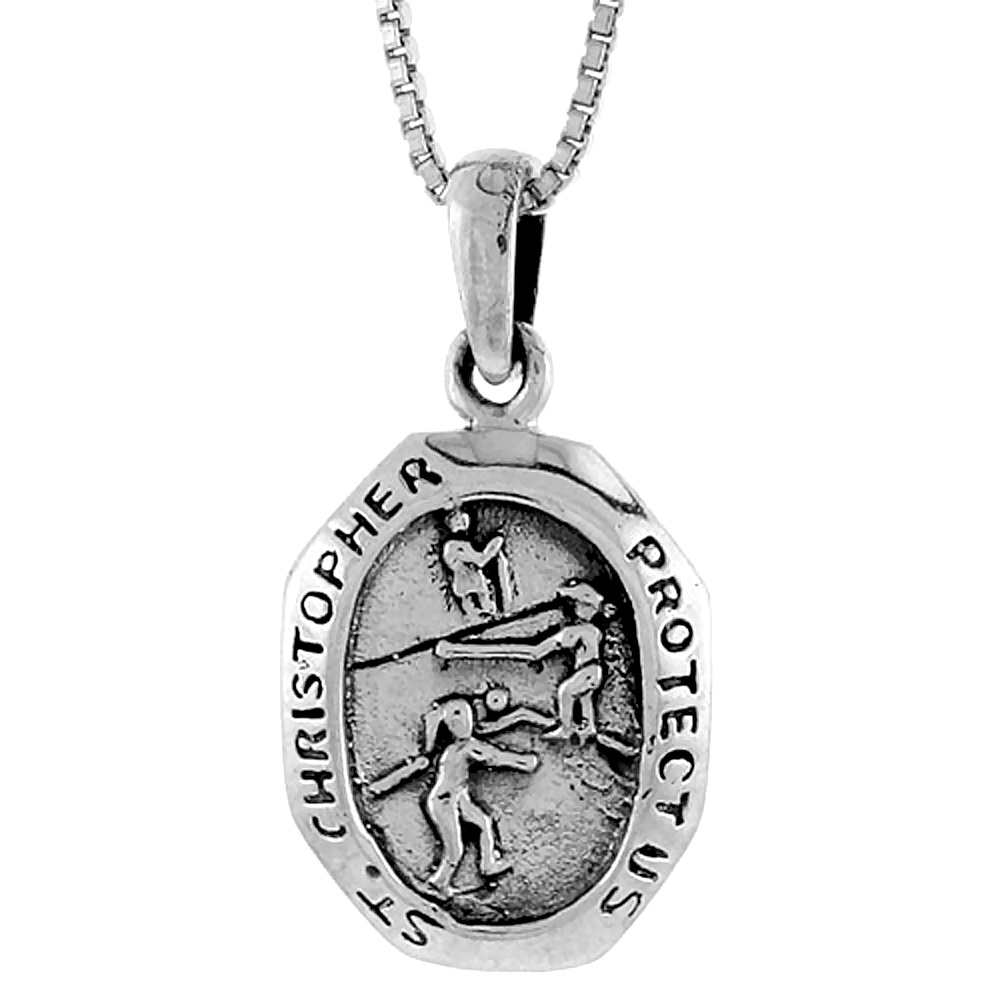 Sterling Silver Saint Christopher Charm for Volleyball , 1 1/16 inch tall