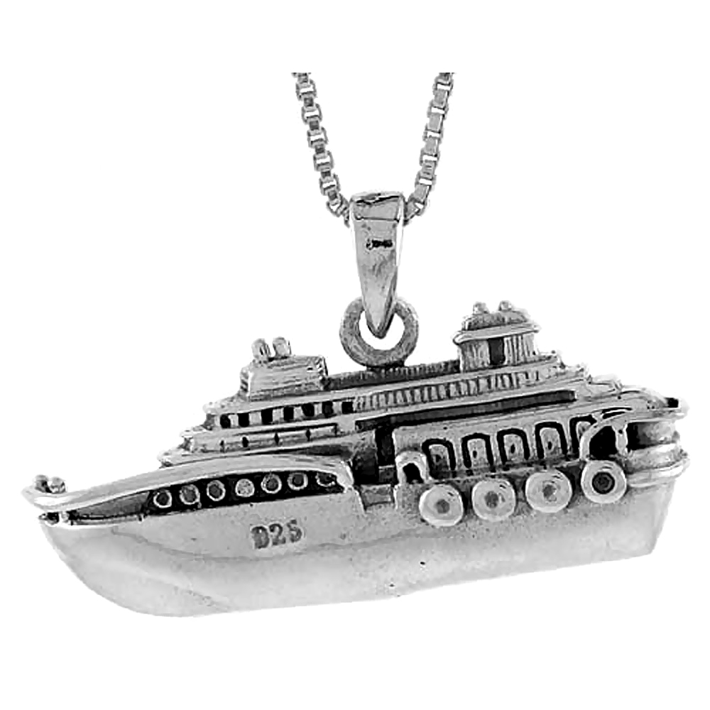 Sterling Silver Cruise Ship Pendant, 1 inch