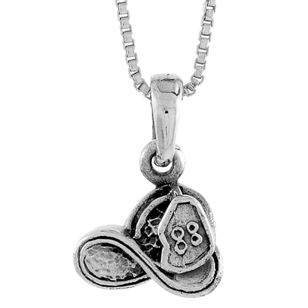 Sterling Silver Fireman&#039;s Helmet Pendant, 3/8 inch