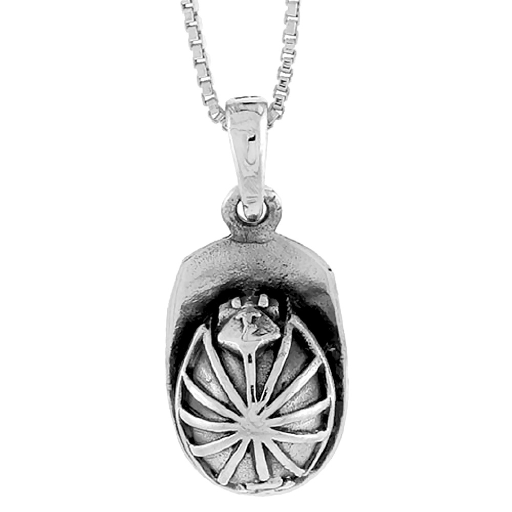 Sterling Silver Fireman's Helmet Pendant, 3/4 inch