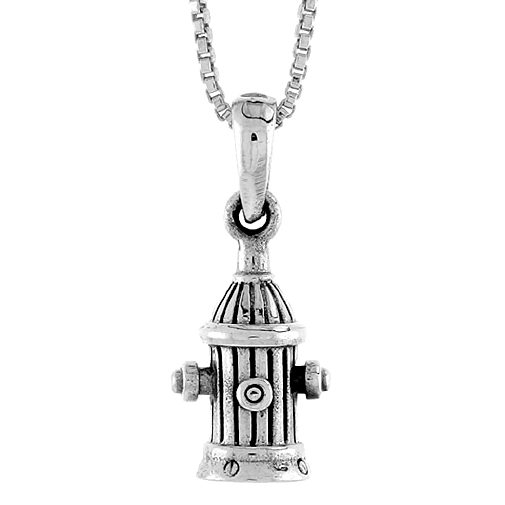 Sterling Silver Fire Hydrant Pendant, 1/2 inch