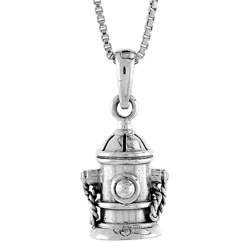 Sterling Silver Fire Hydrant Pendant, 1/2 inch