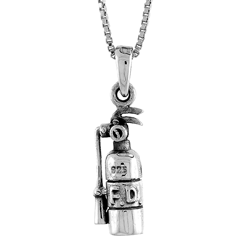 Sterling Silver Fire Extinguisher Pendant, 3/4 inch