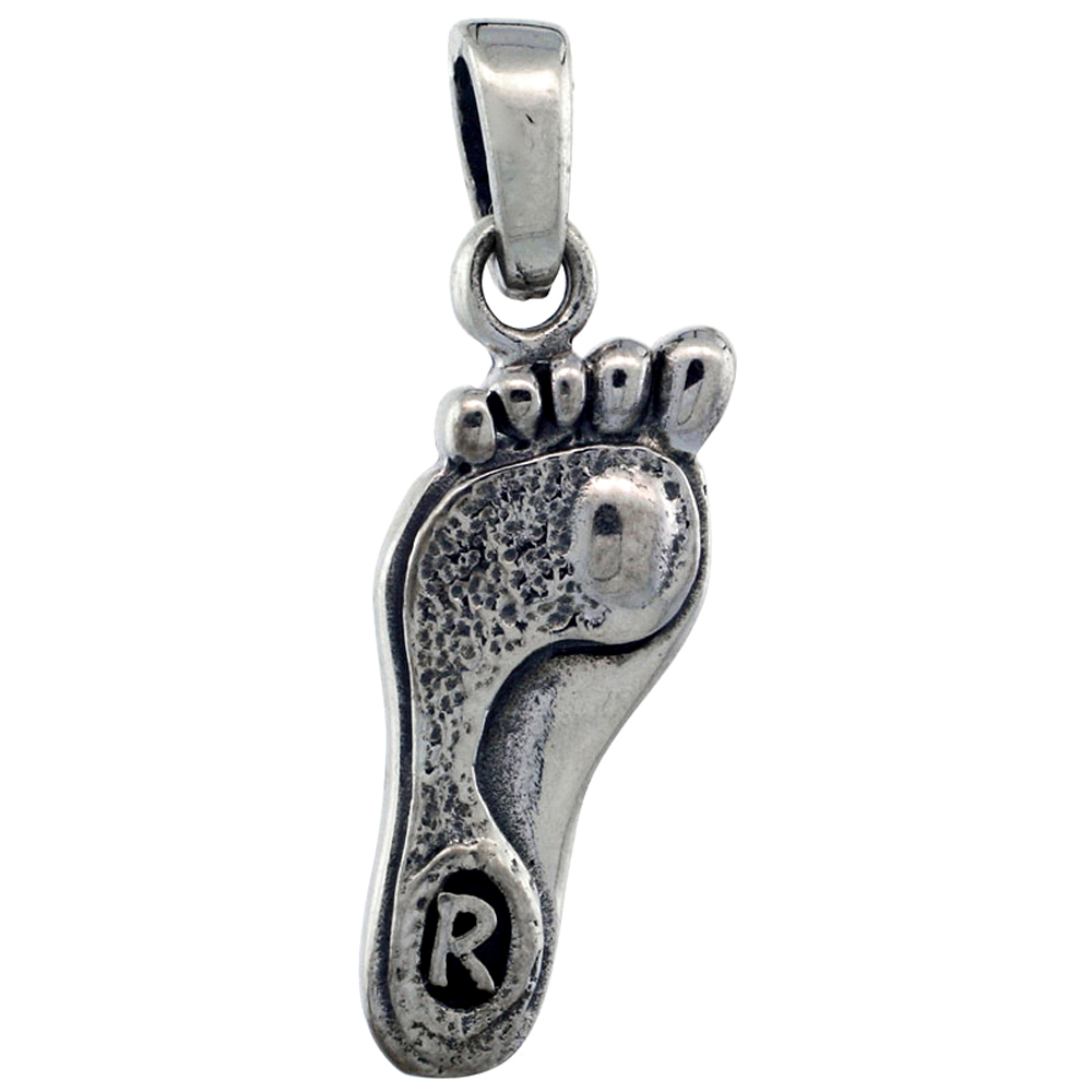 Sterling Silver Footprint Pendant, 7/8 inch tall