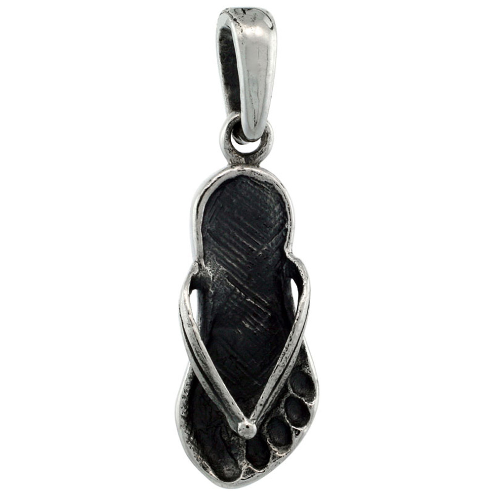 Sterling Silver Flip Flop Pendant, 3/4 inch tall