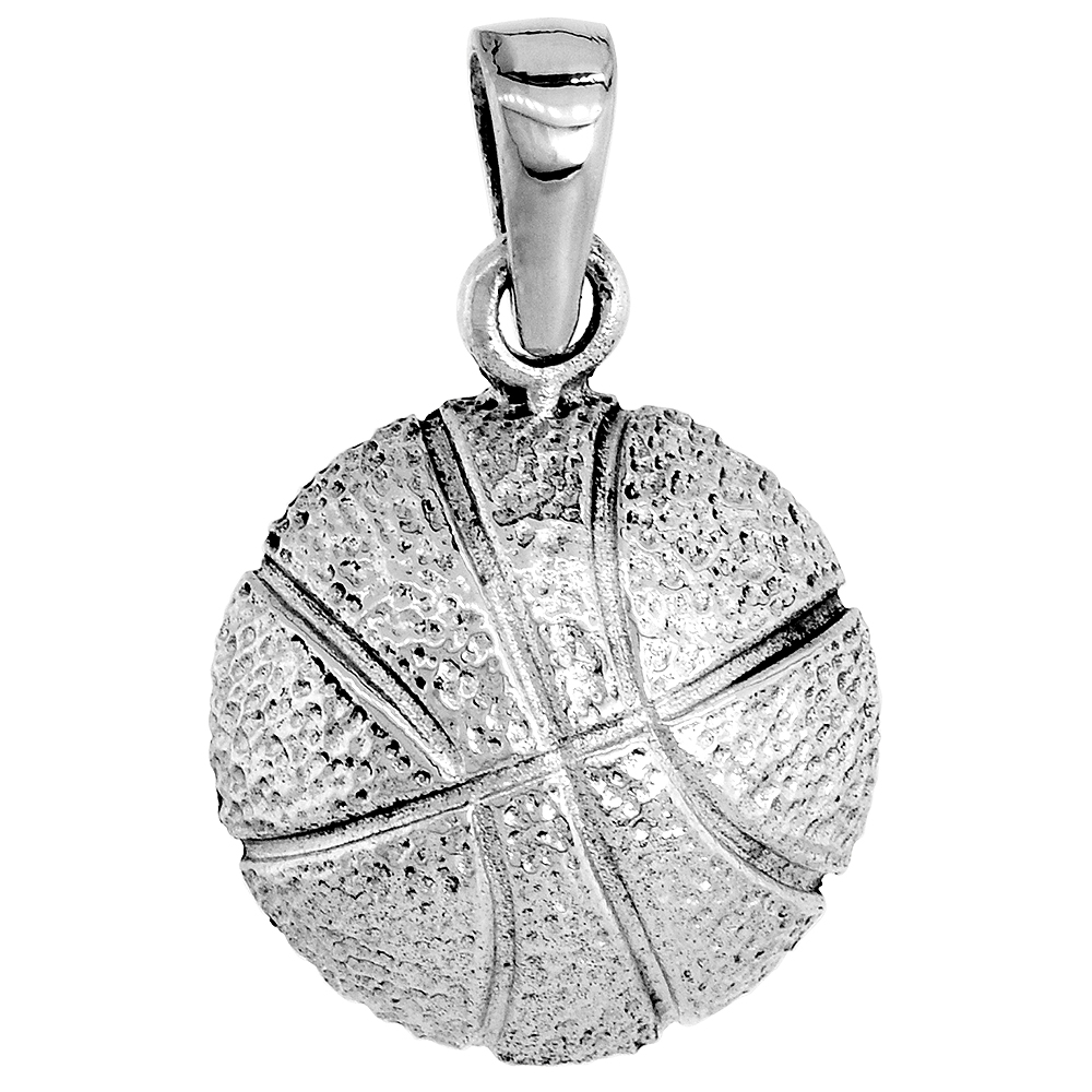Sterling Silver Basketball Pendant, 5/8 inch