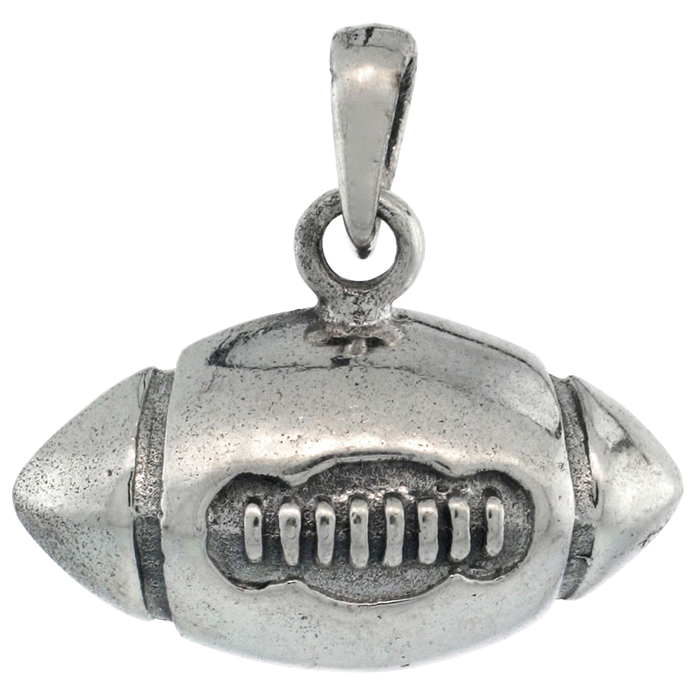 Sterling Silver Football Pendant, 7/8 inch wide