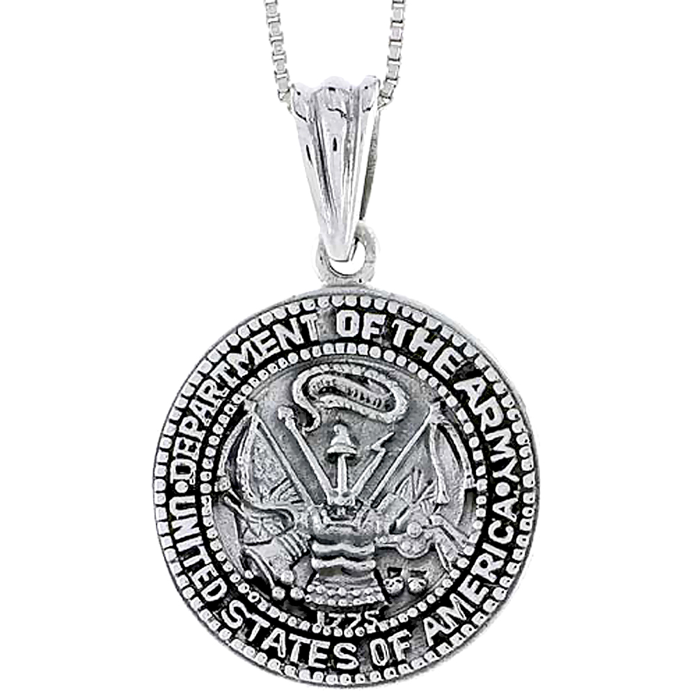 Sterling Silver U.S. Department of the Army Medal, 1 inch tall