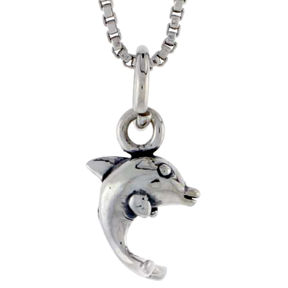 Sterling Silver Jumping Dolphin Charm, 5/16 inch tall