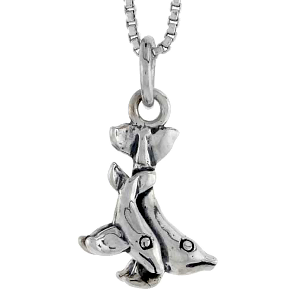 Sterling Silver Double Whale Shark (Adult & Juvenile) Charm. 1/2"tall
