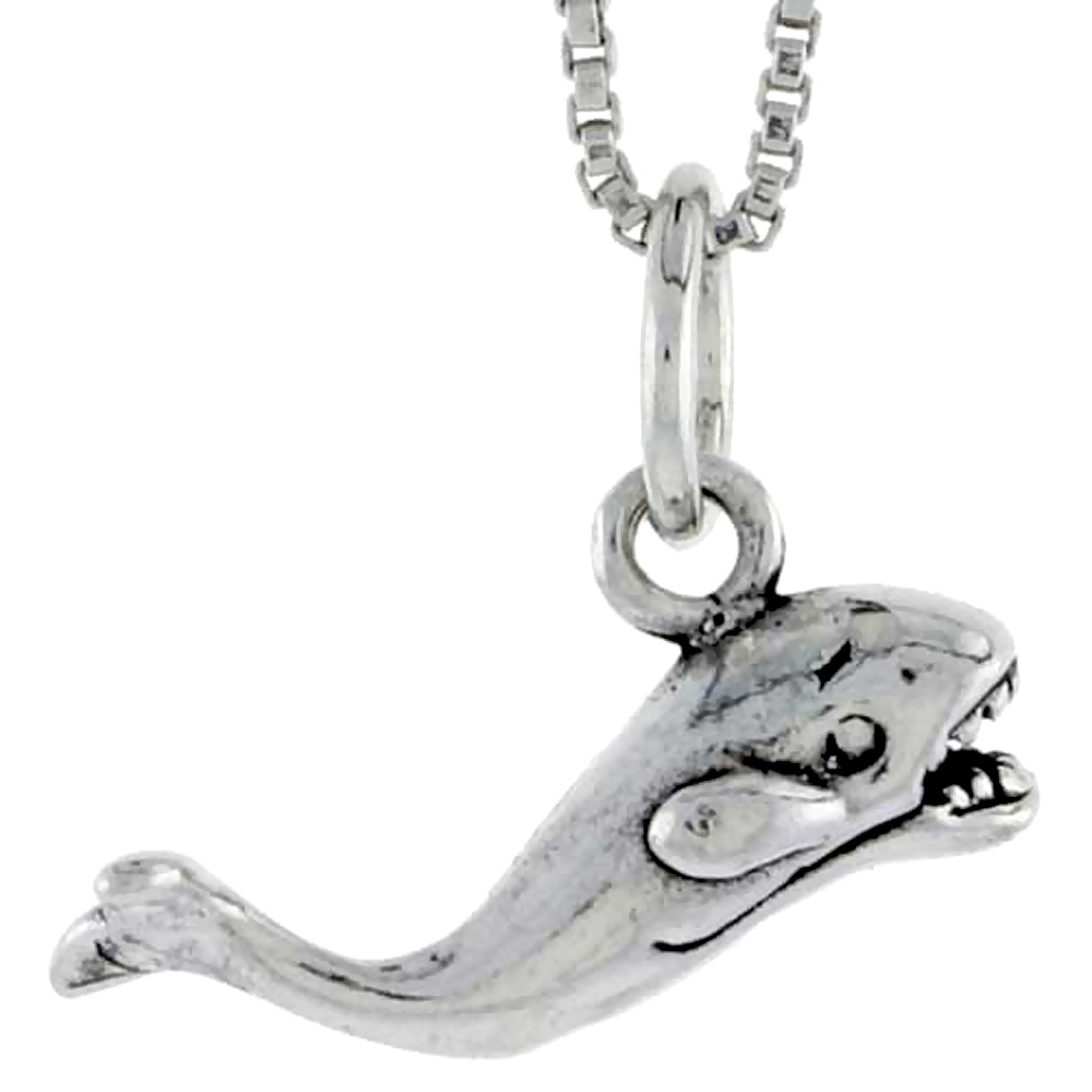 Sterling Silver Whale Shark Charm, 1/4 inch tall