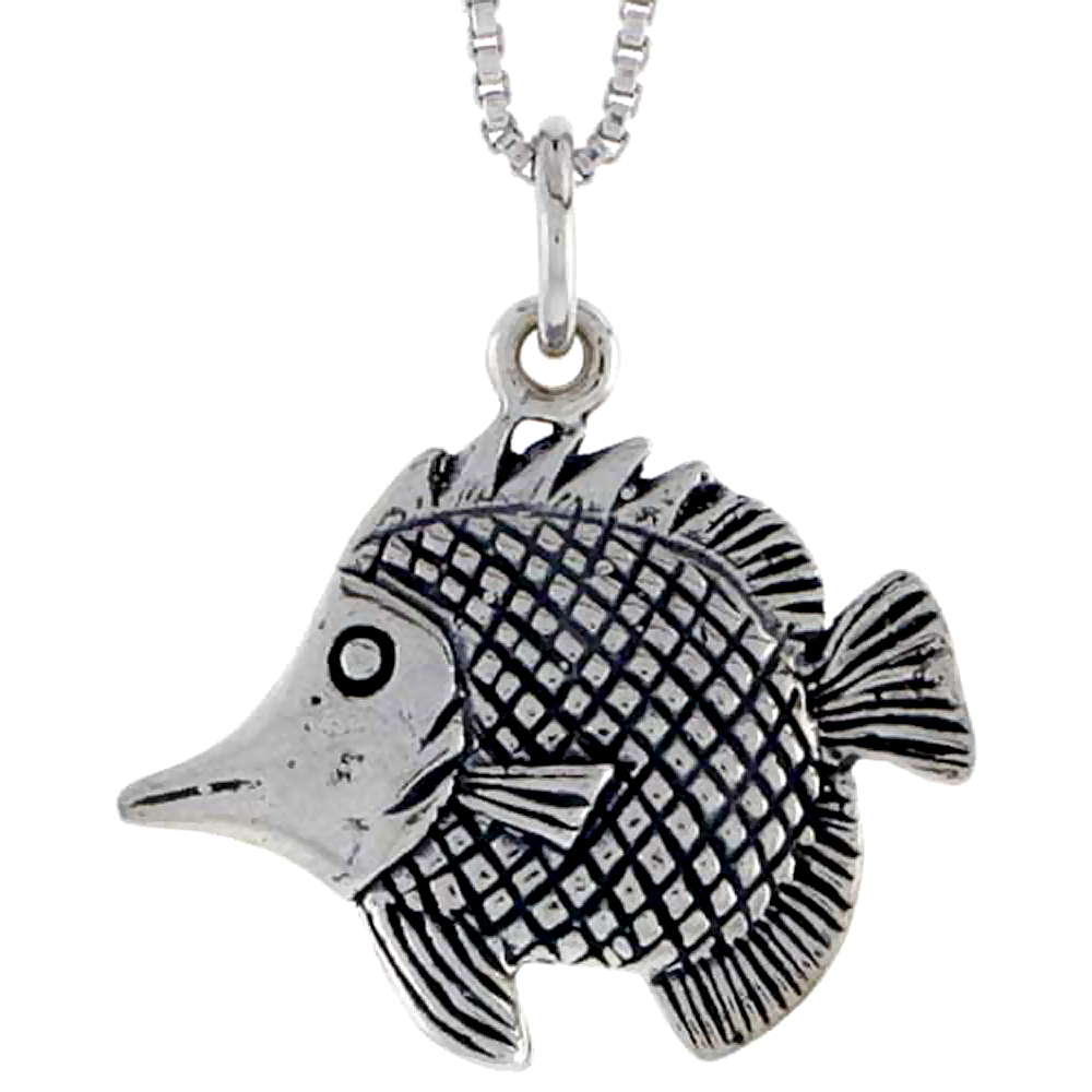 Sterling Silver Spine-rayed Fish Charm, 3/4 inch tall