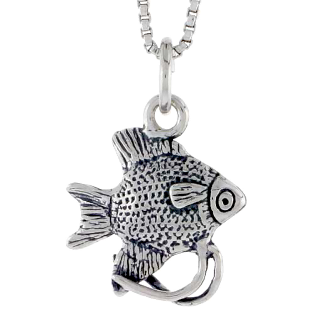 Sterling Silver Angelfish Charm, 1/2 inch tall