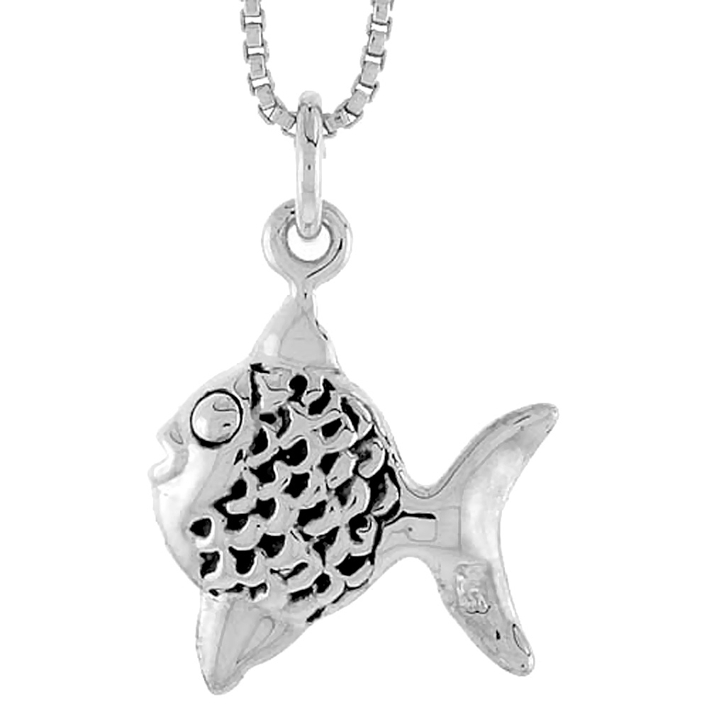 Sterling Silver Fish Charm, 5/8 inch tall