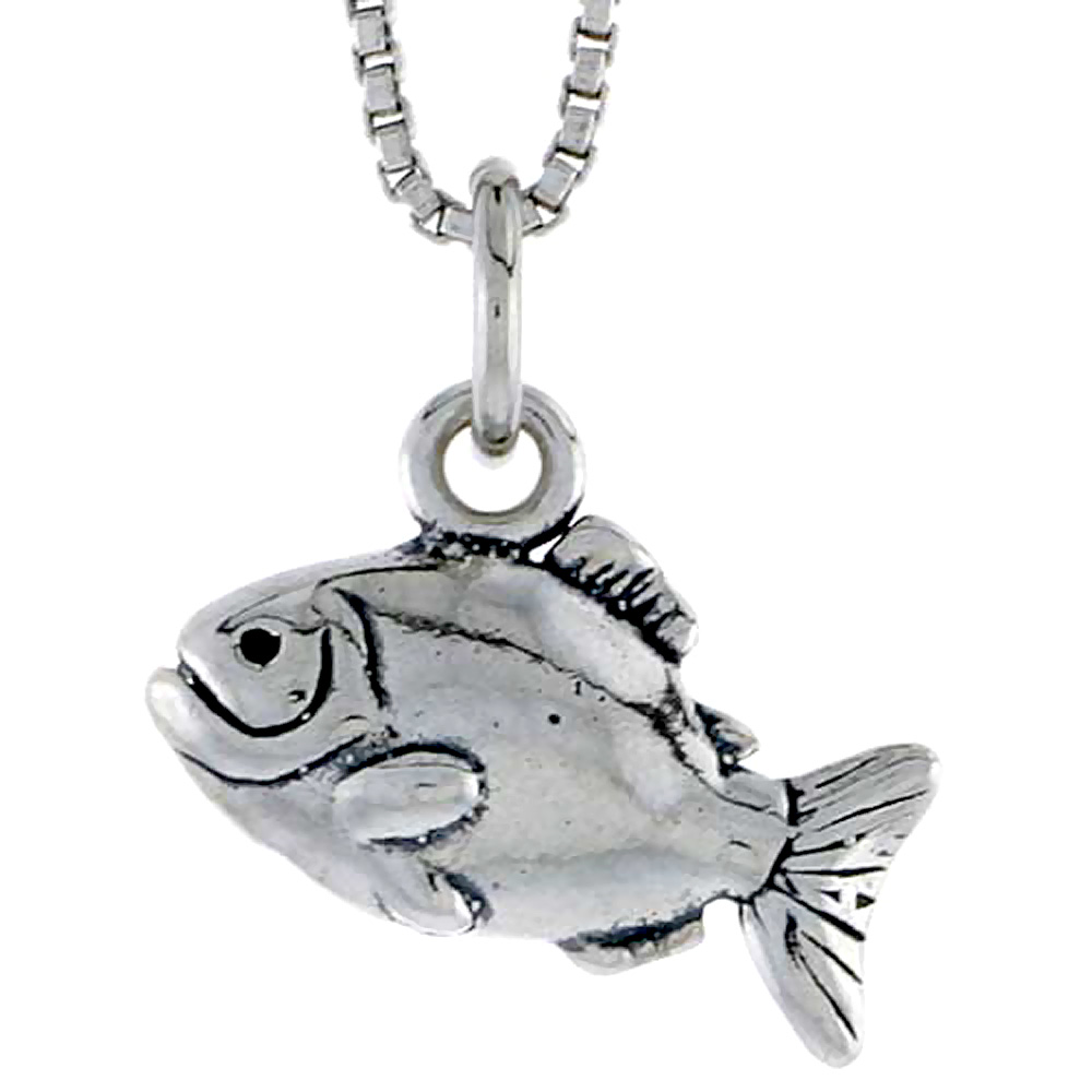 Sterling Silver Piranha Charm, 3/8 inch tall