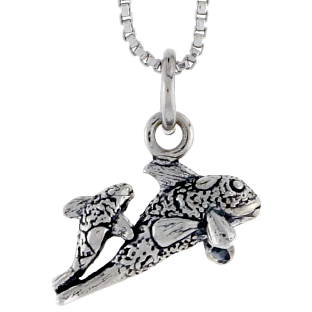 Sterling Silver Mother & Baby Fish Charm, 3/8 inch tall