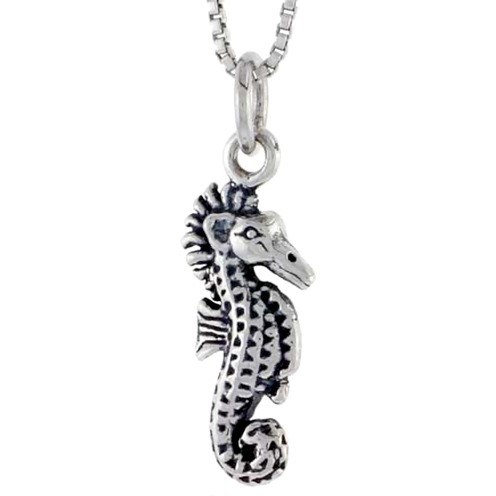 Sterling Silver Seahorse Charm, 3/4 inch tall