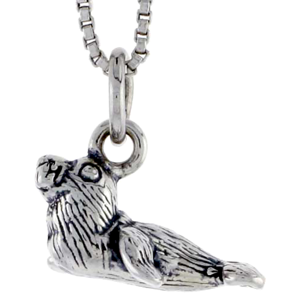 Sterling Silver Sea Lion Charm, 5/8 inch wide