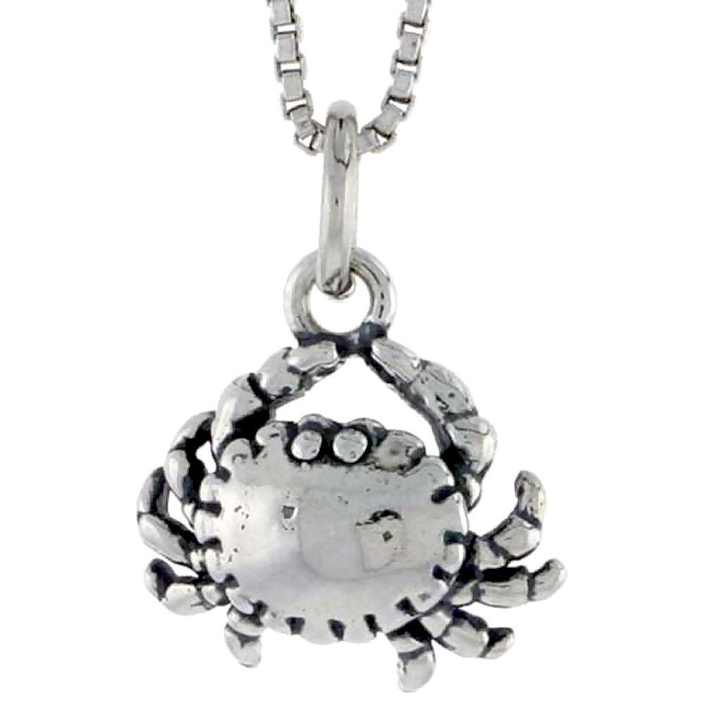 Sterling Silver Crab Charm, 1/2 inch tall