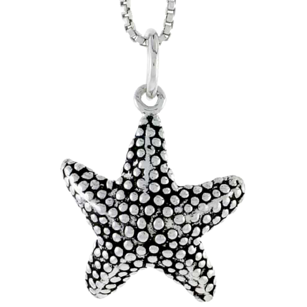 Sterling Silver Star Fish Charm, 3/4 inch tall