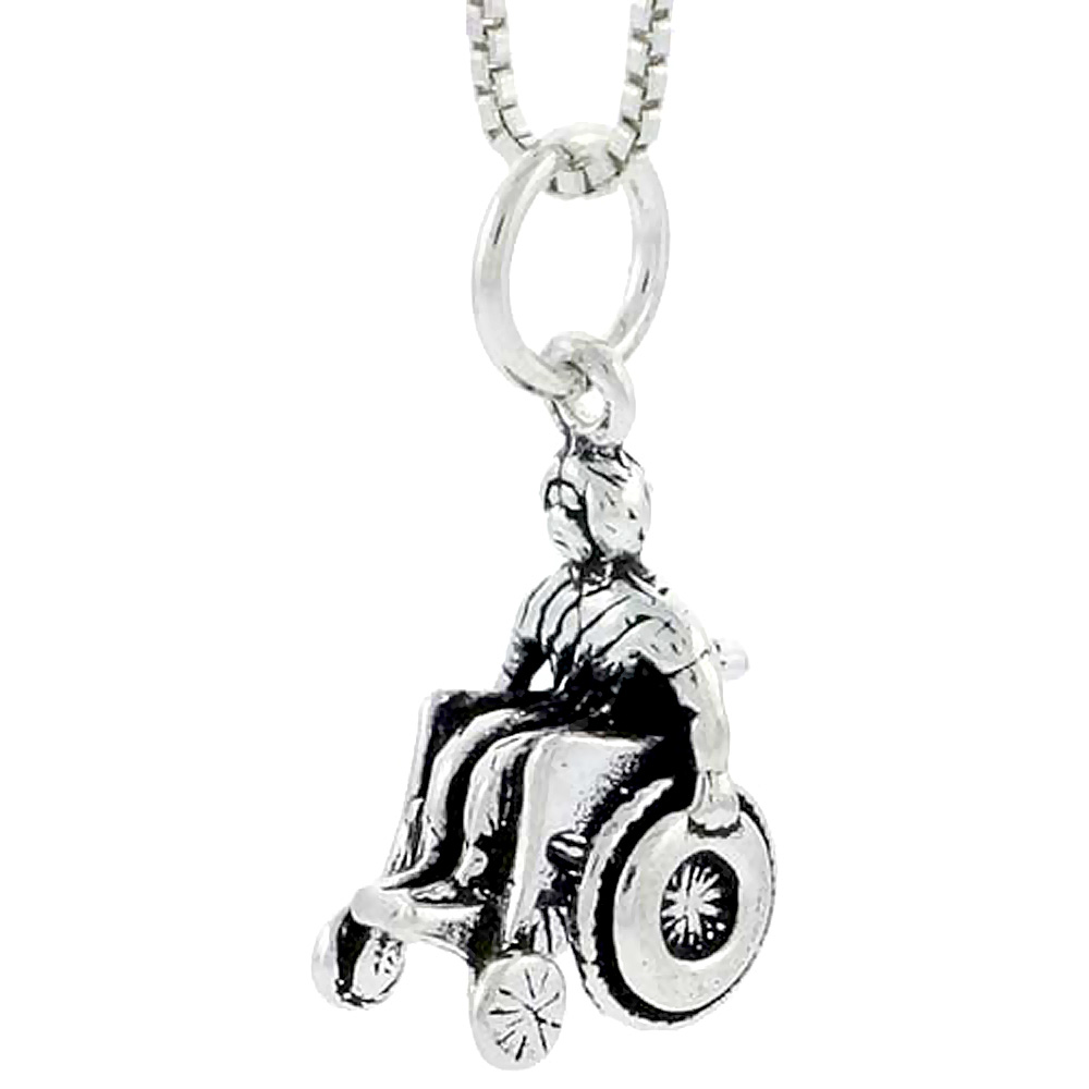Sterling Silver Wheelchair Charm, 3/4 inch tall