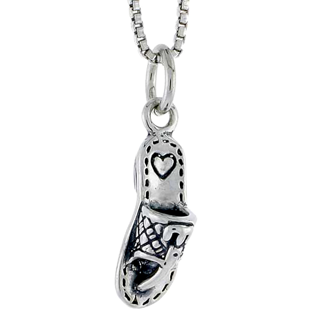 Sterling Silver Slipper Charm, 5/8 inch tall