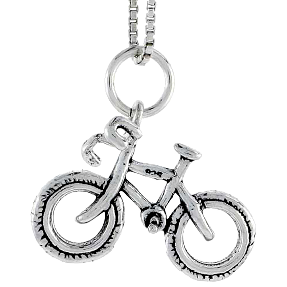 Sterling Silver Street Bicycle Charm, 1/2 inch tall